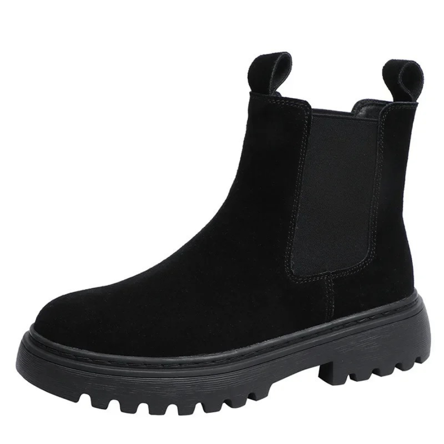 Damen Boots aus Wildleder mit Zugschlaufen und robuster Sohle