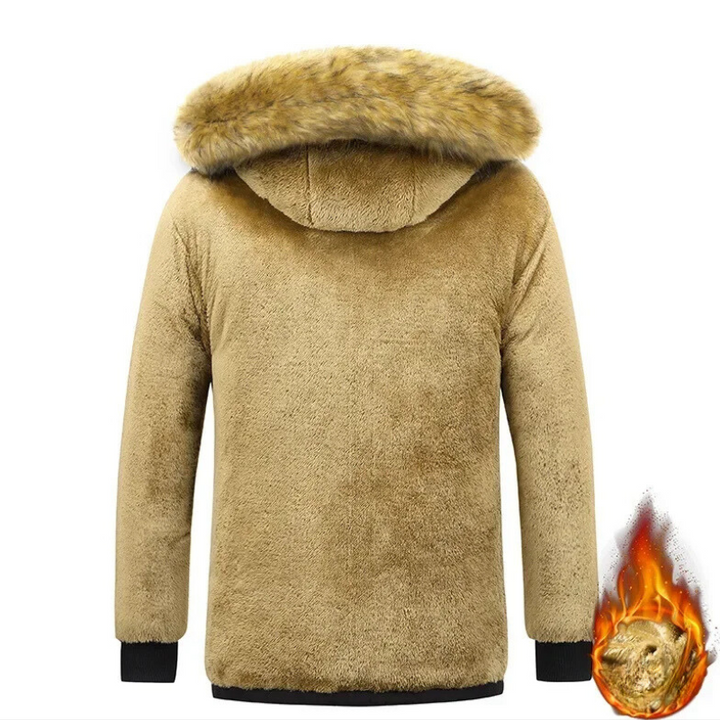 Herren Parka Winterjacke gefüttert mit Fellkapuze und Taschen