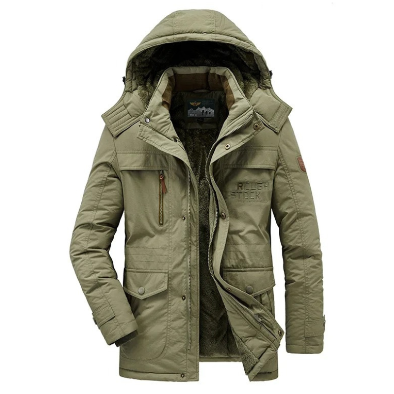 Isolierte Parka Jacke Herren mit Mehreren Taschen und Kapuze