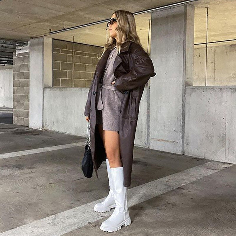 Stylische Oversized Lederjacke