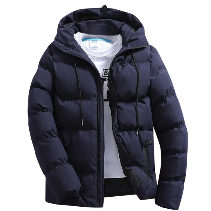 Herren Puffer Jacke mit Kapuze und Reißverschlusstaschen