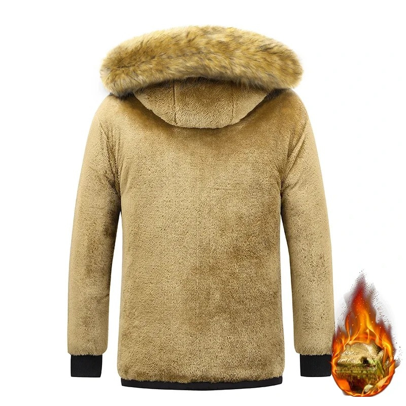 Herren Parka Winterjacke Mit Warmem Teddyfutter Und Abnehmbarer Kapuze