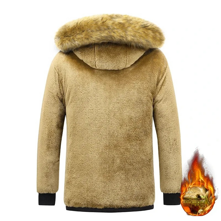 Herren Parka Winterjacke Mit Warmem Teddyfutter Und Abnehmbarer Kapuze