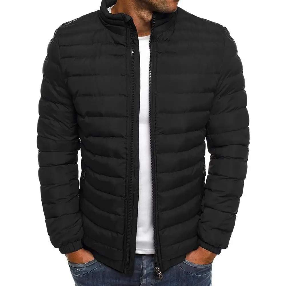 Herren Puffer Jacke mit Stehkragen und Frontreißverschluss