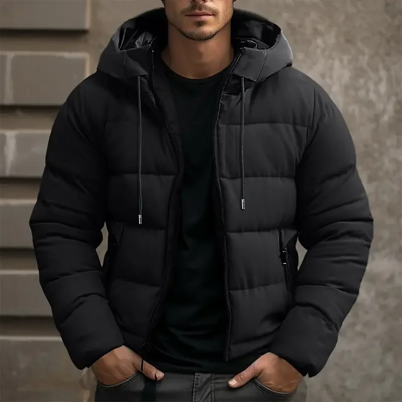 Herren Puffer Jacke mit Kapuze und Reißverschlusstaschen - Winterjacke