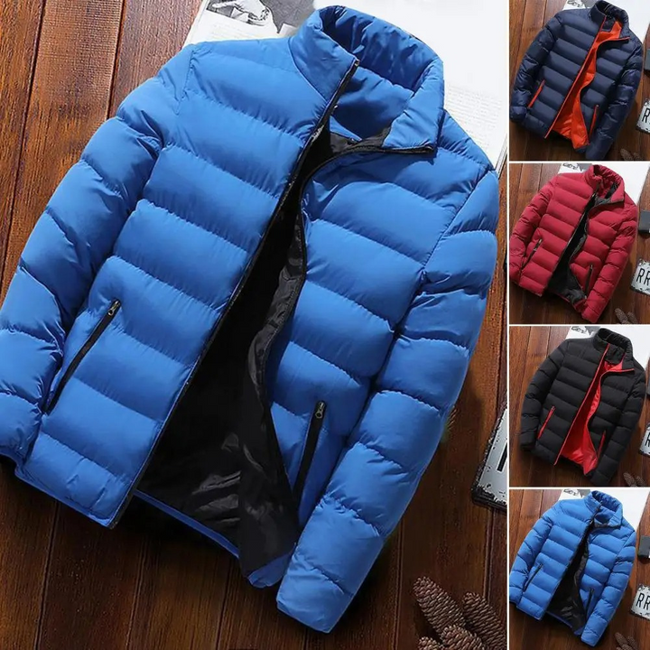 Herren Puffer Jacke mit Kontrastfutter und Reißverschlusstaschen