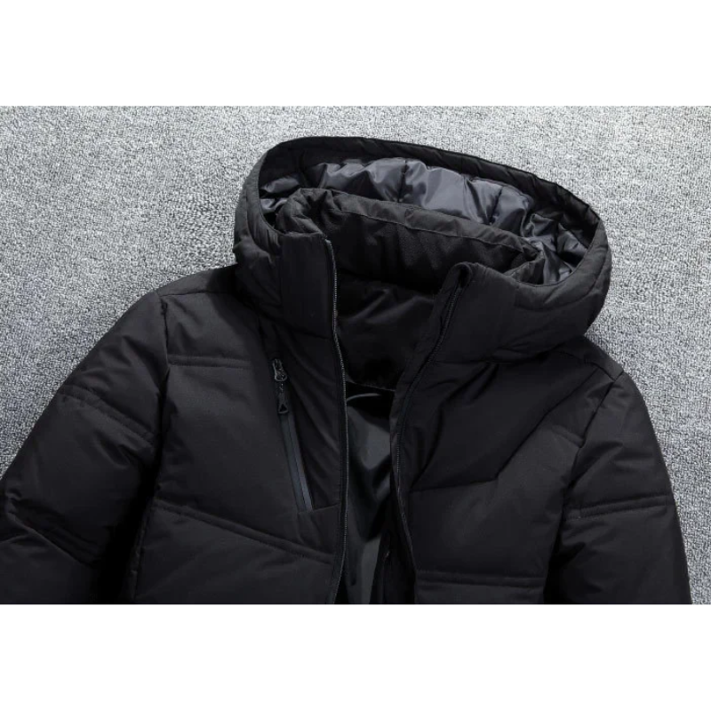 Herren Puffer Jacke mit Kapuze und Verstellbarem Kordelzug