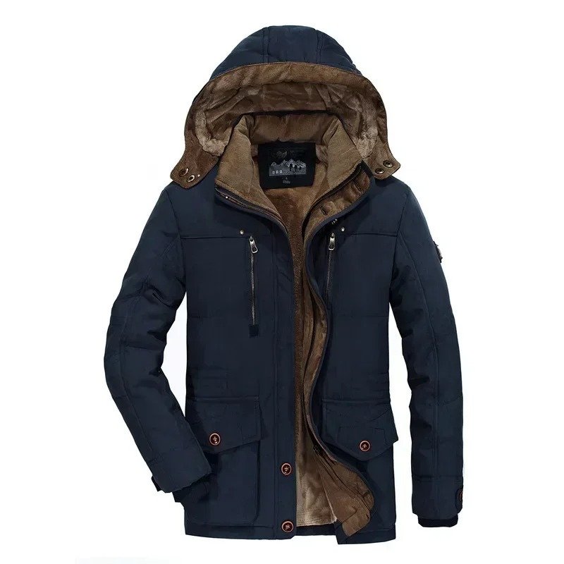 Warme Parka Jacke Herren mit Weichem Innenfutter und Kapuze