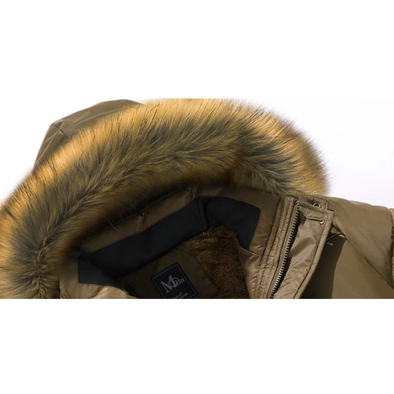 Herren Parka Winterjacke Mit Warmem Futter Und Abnehmbarem Fellkragen