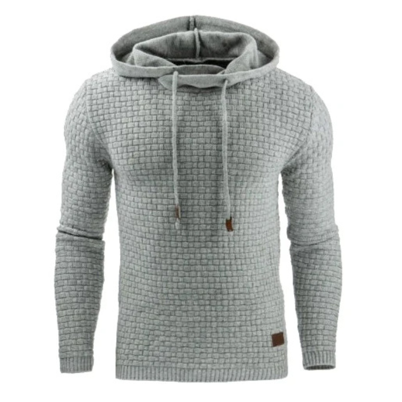 Herren-Kapuzenpullover, strukturierter Strickpullover mit Kordelzug