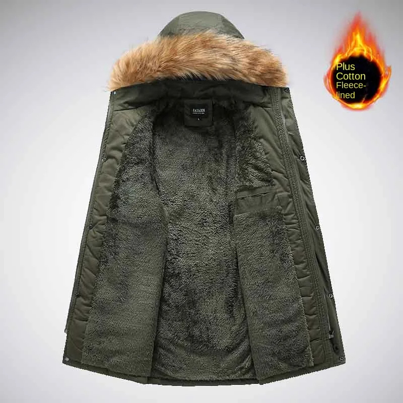 Herren Parka Winterjacke warm gefüttert mit Reißverschluss und Taschen