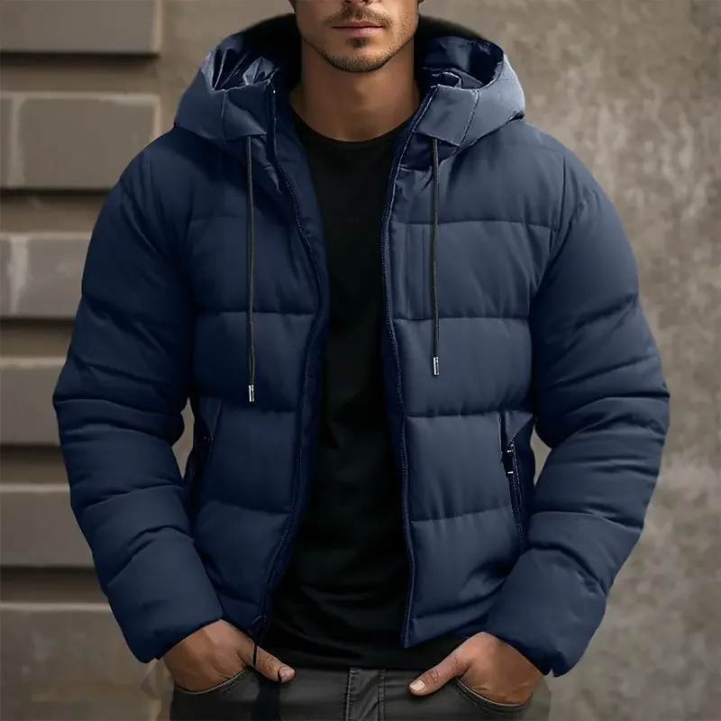 Herren Puffer Jacke mit Kapuze und Reißverschlusstaschen - Winterjacke