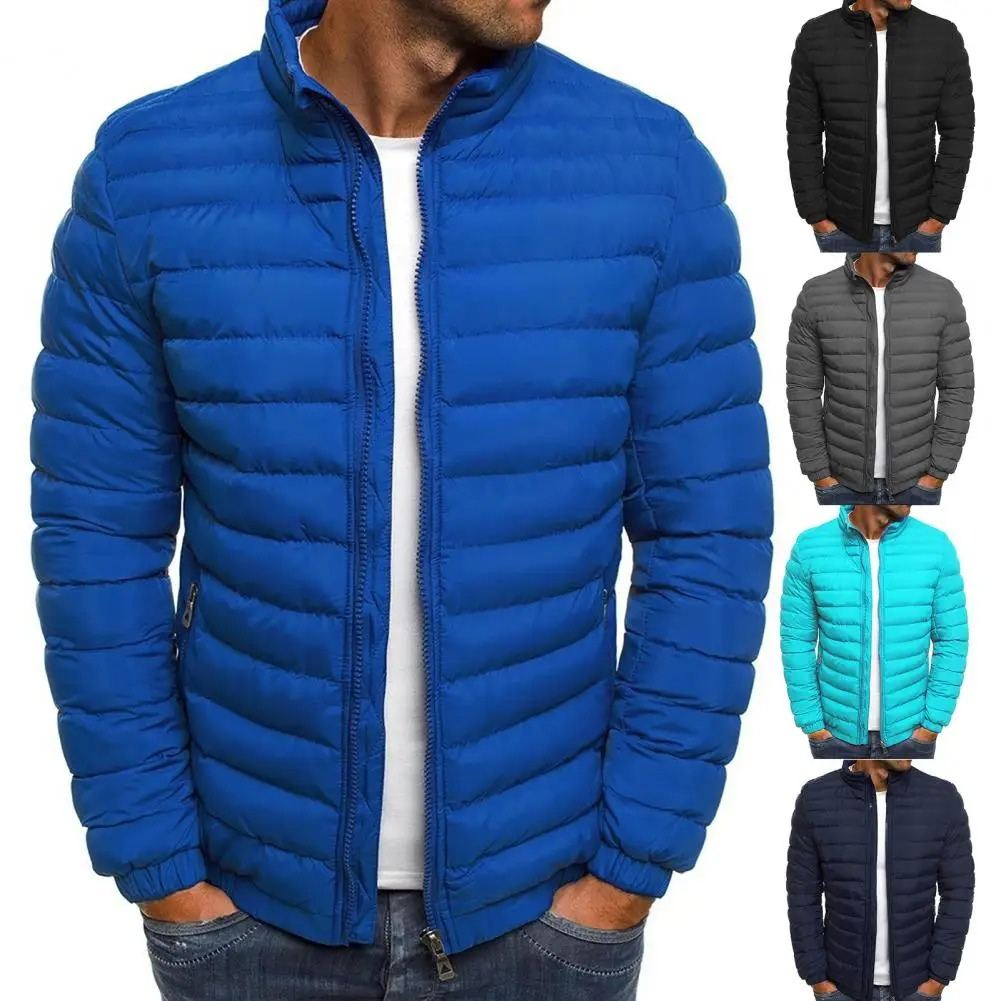 Herren Puffer Jacke mit Stehkragen und Frontreißverschluss