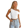 Asymmetrisches schulterfreies Crop-Top