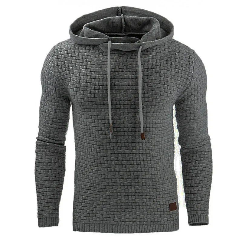 Herren-Kapuzenpullover, strukturierter Strickpullover mit Kordelzug