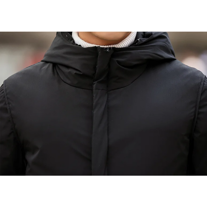 Herren Parka Winterjacke lang geschnitten mit Kapuze und Taschen