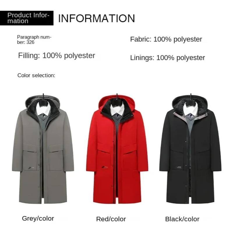 Herren Parka Winterjacke lang geschnitten mit Kapuze und warmem Futter