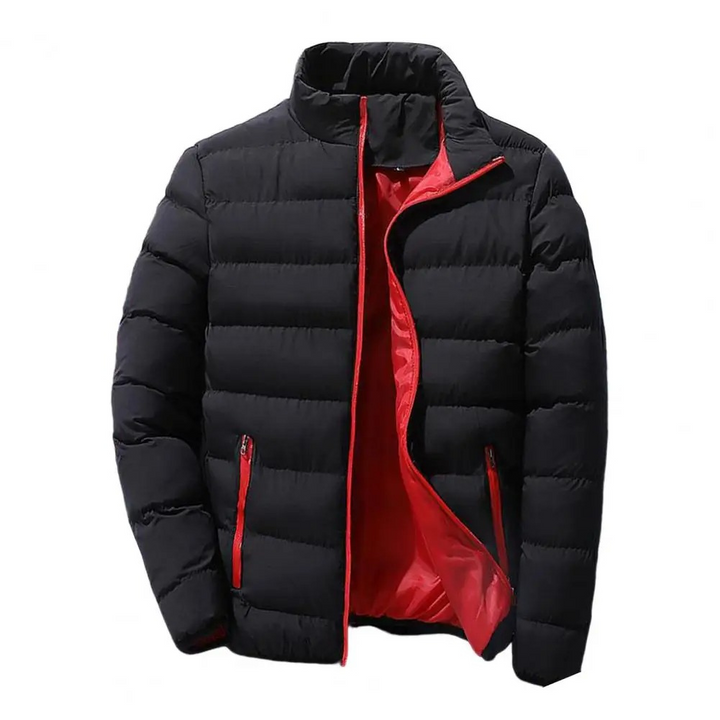 Herren Puffer Jacke mit Kontrastfutter und Reißverschlusstaschen