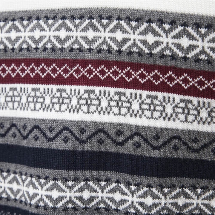 Norweger-Strickpullover mit Reißverschluss und Zopfmuster