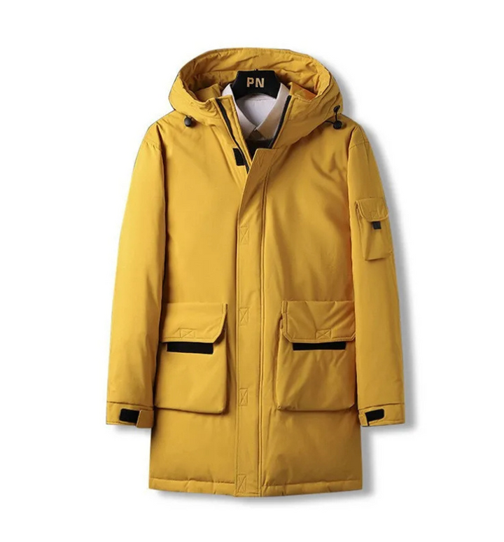 Herren Parka Winterjacke mit Kapuze und großen Taschen