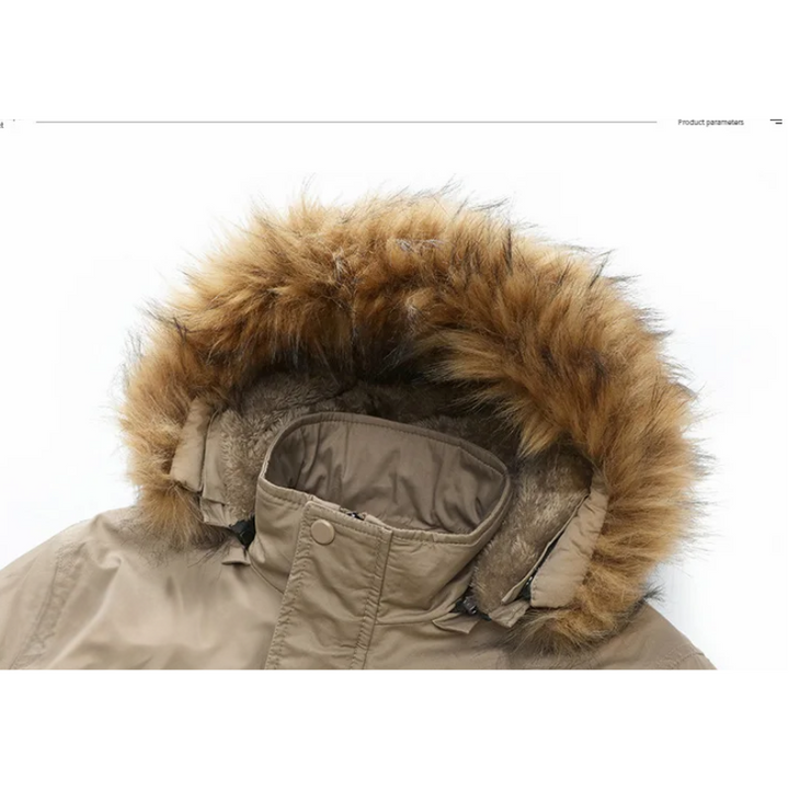 Herren Parka Winterjacke warm gefüttert mit Kapuze und vielen Taschen