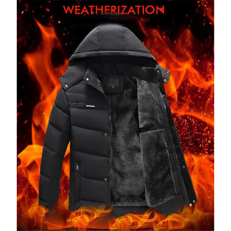 Herren Parka Winterjacke mit Fleece-Innenfutter und Kapuze