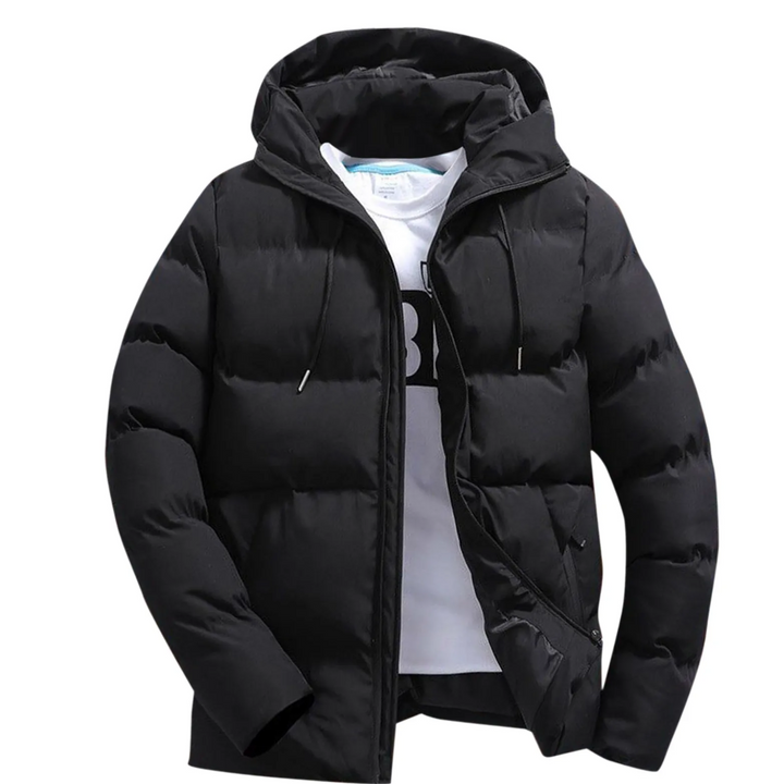 Herren Puffer Jacke mit Kapuze und Reißverschlusstaschen