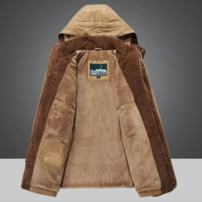 Warme Parka Jacke Herren mit Weichem Innenfutter und Kapuze