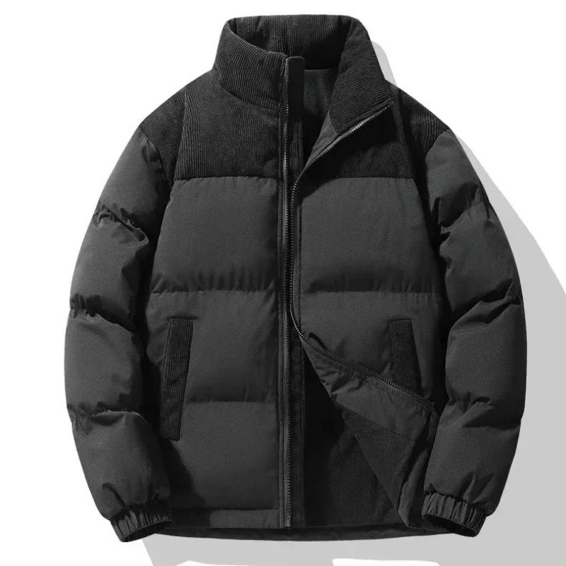 Herren Puffer Jacke mit Stehkragen und Diagonalen Taschen