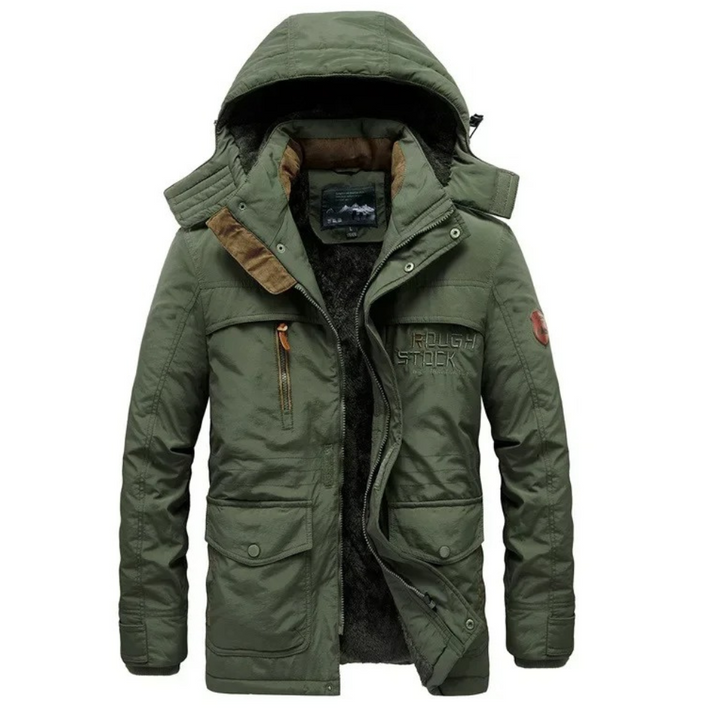 Robuste Parka Jacke Herren mit Abnehmbarer Kapuze und Taschen