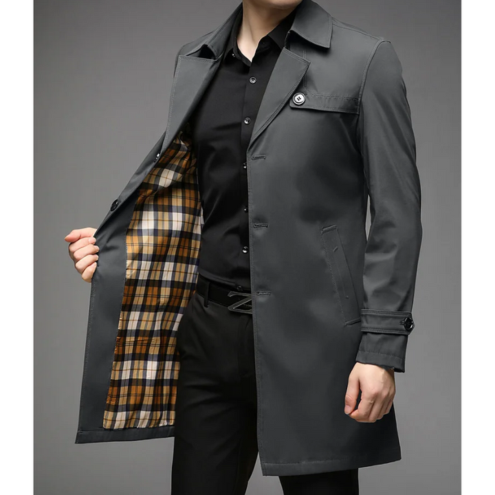 Wasserabweisender Trenchcoat mit Kariertem Innenfutter