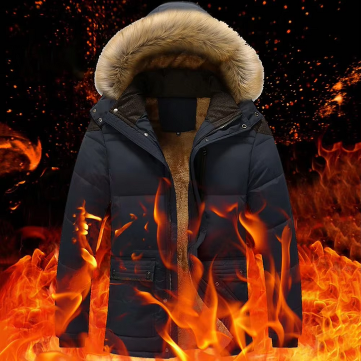 Puffer Jacke Herren mit Fellkapuze und Wärmendem Futter