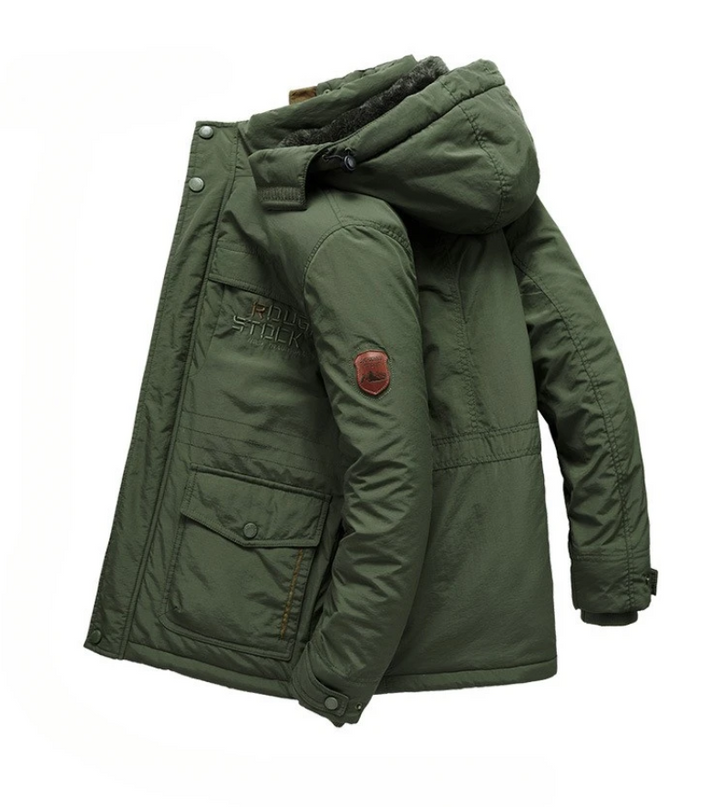 Herren Parka Winterjacke mit Fellkapuze und vielen Taschen