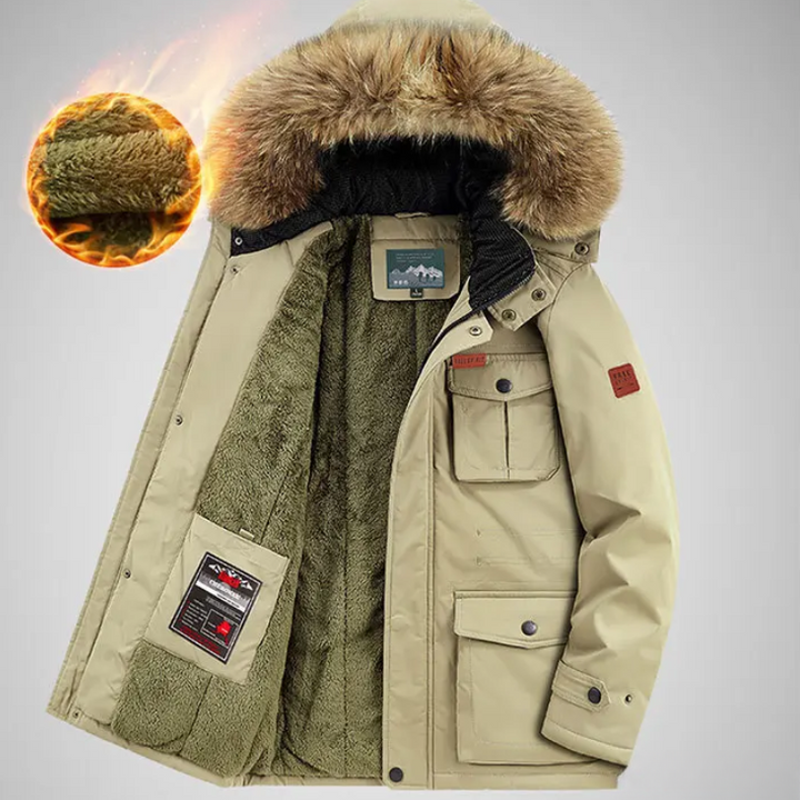 Herren Parka Winterjacke warm gefüttert mit abnehmbarer Kapuze