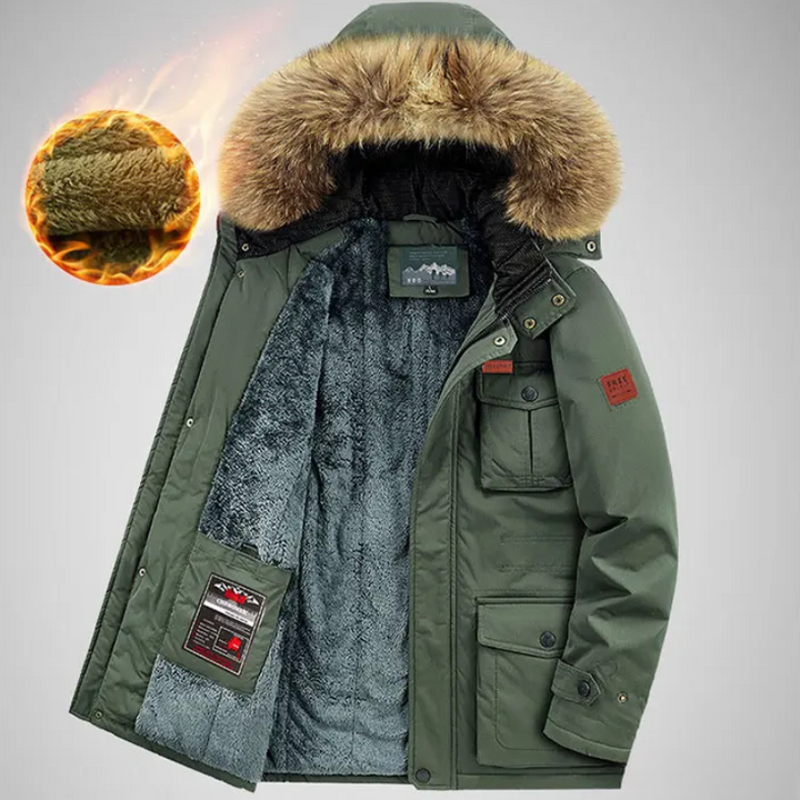 Herren Parka Winterjacke warm gefüttert mit abnehmbarer Kapuze