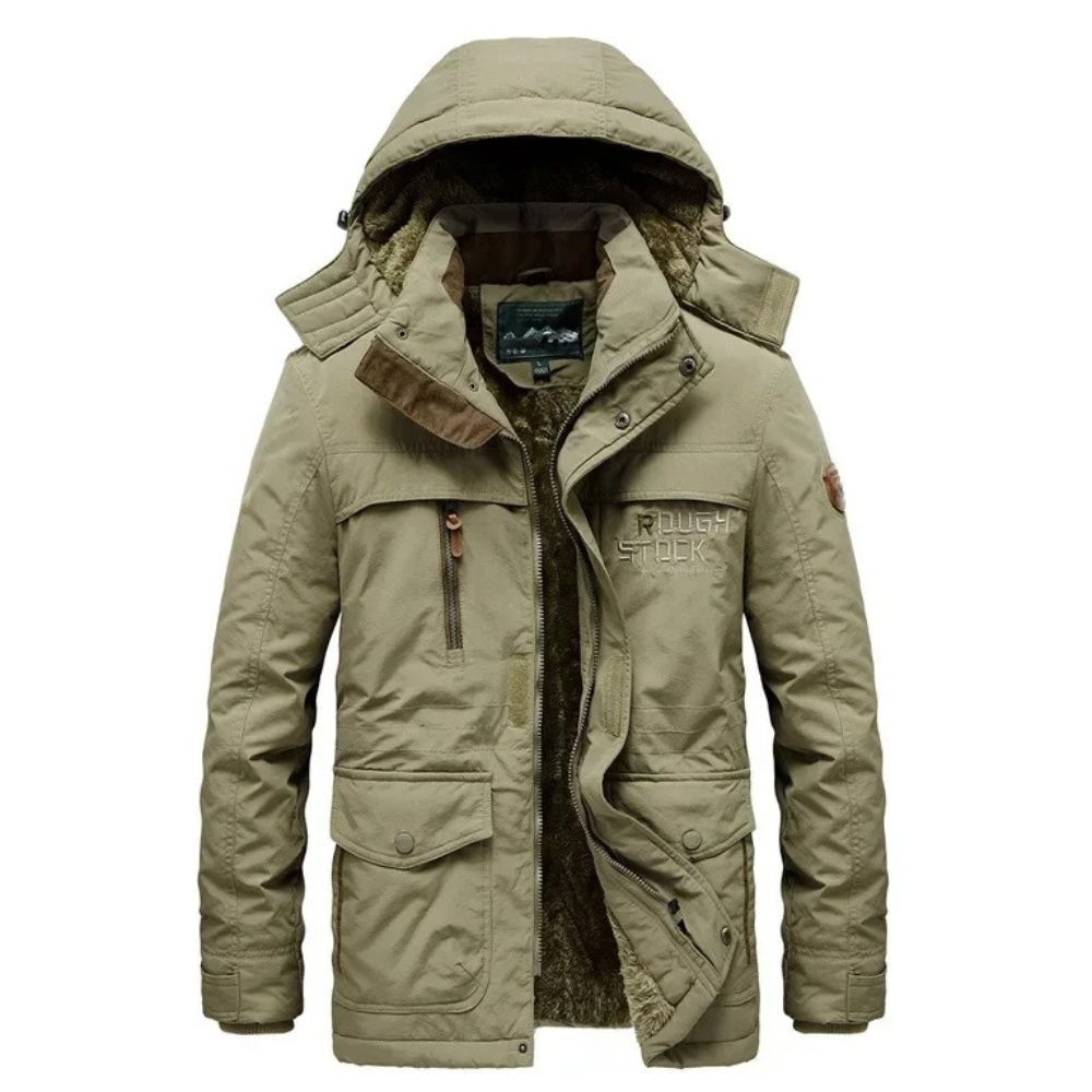 Robuste Parka Jacke Herren mit Abnehmbarer Kapuze und Taschen