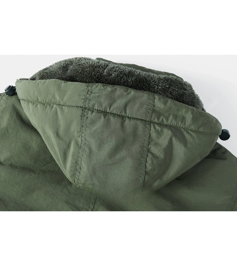 Herren Parka Winterjacke mit Fellkapuze und vielen Taschen