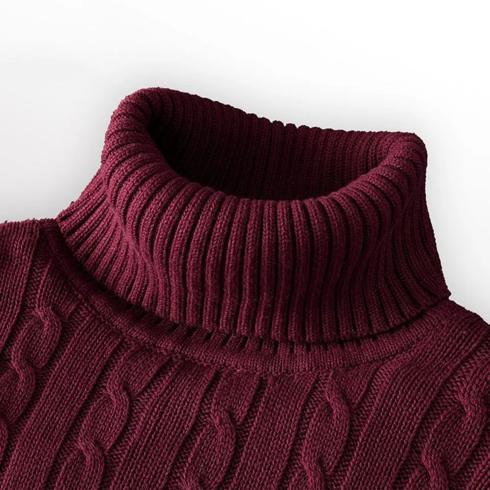 Warmer Rollkragenpullover mit Zopfmuster