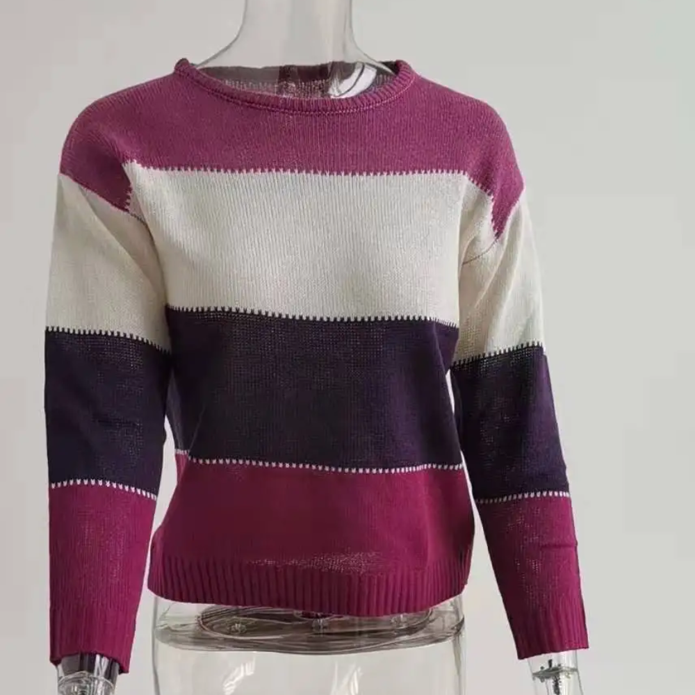 Lässiger Strickpullover für Damen, Colour Block Design