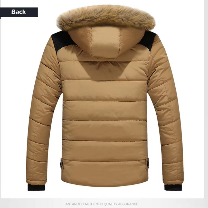 Herren Parka Winterjacke mit abnehmbarer Kapuze und Knopfverschluss