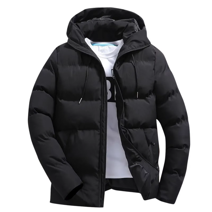 Herren Puffer Jacke mit Kapuze und Zugband