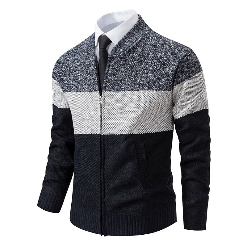 Herren-Kapuzenpullover, Strickjacke mit Reißverschluss und Kordelzug