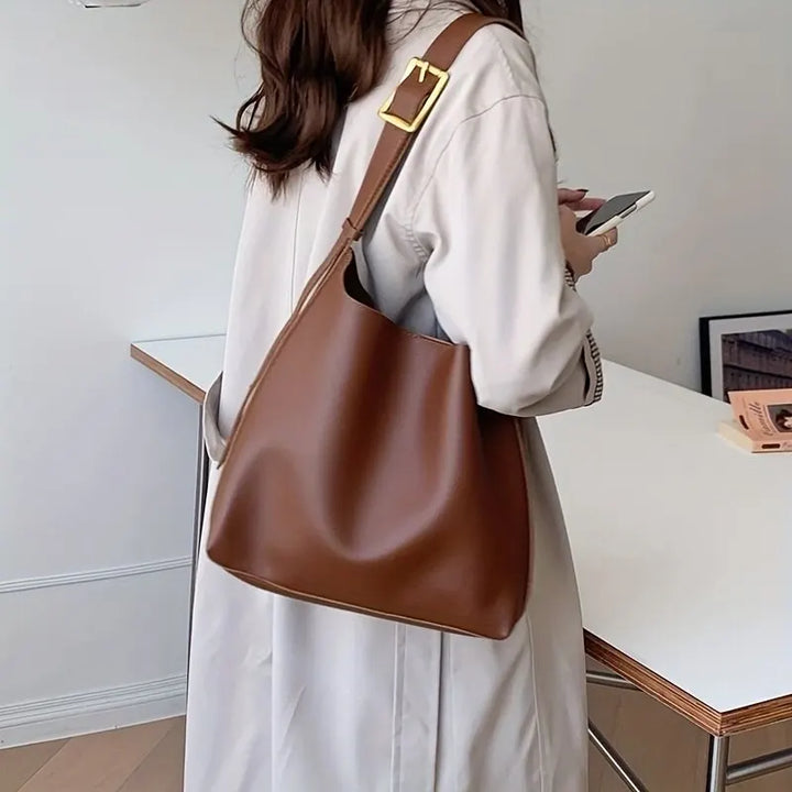 Damen Schulter- und Crossbody-Minimalist-Ledertasche