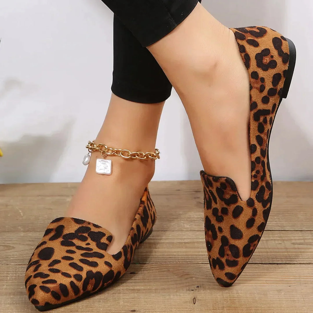 Leopard Spitze Zehen Loafers