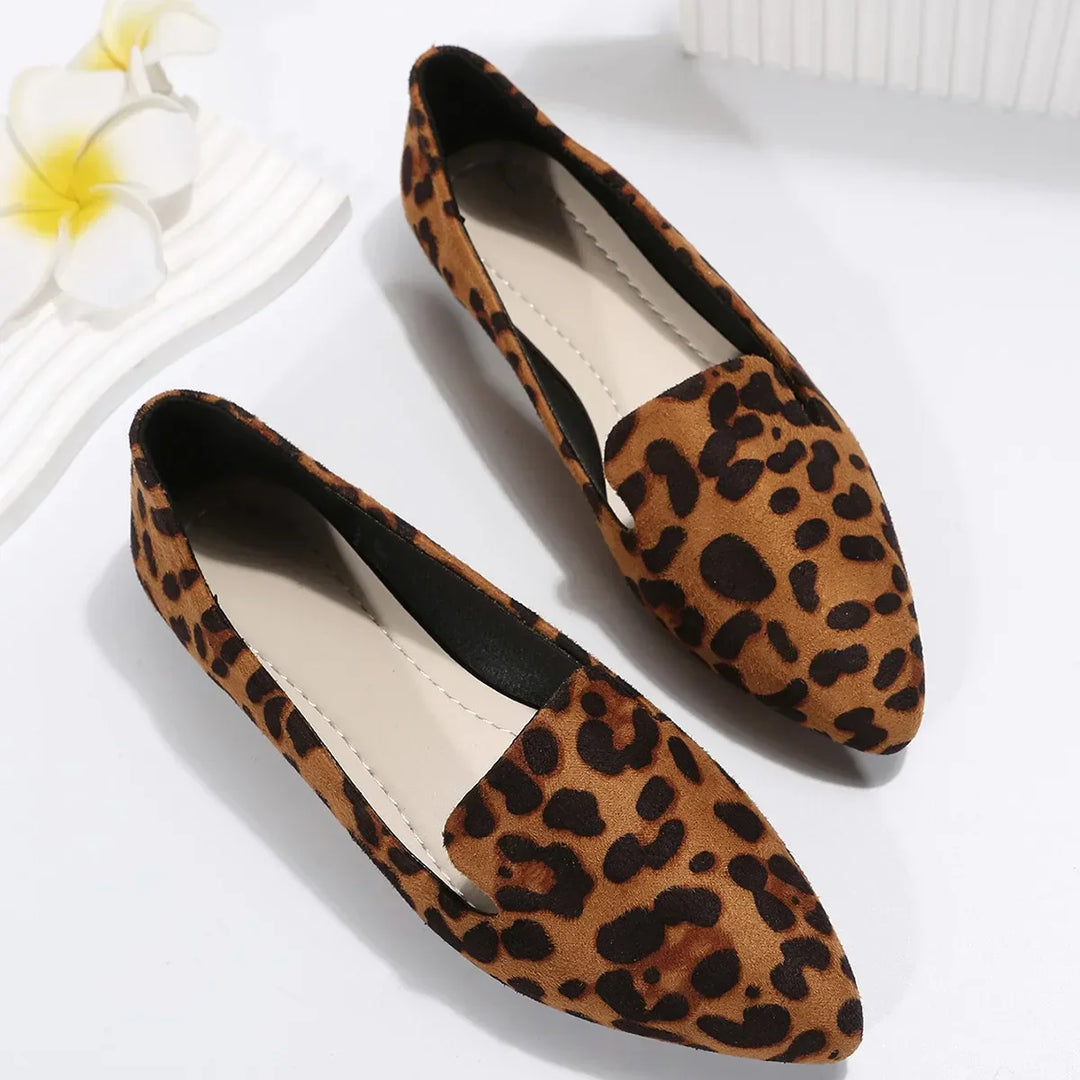 Leopard Spitze Zehen Loafers