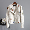 Modische Kunstlederjacke mit Blumenmuster