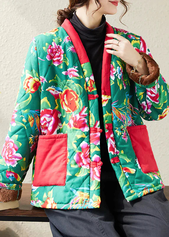 Jacke mit Baumwollfüllung und Boho-Print