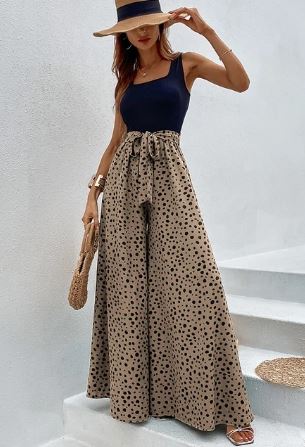 Overall mit weitem Bein und Polka Dot-Print