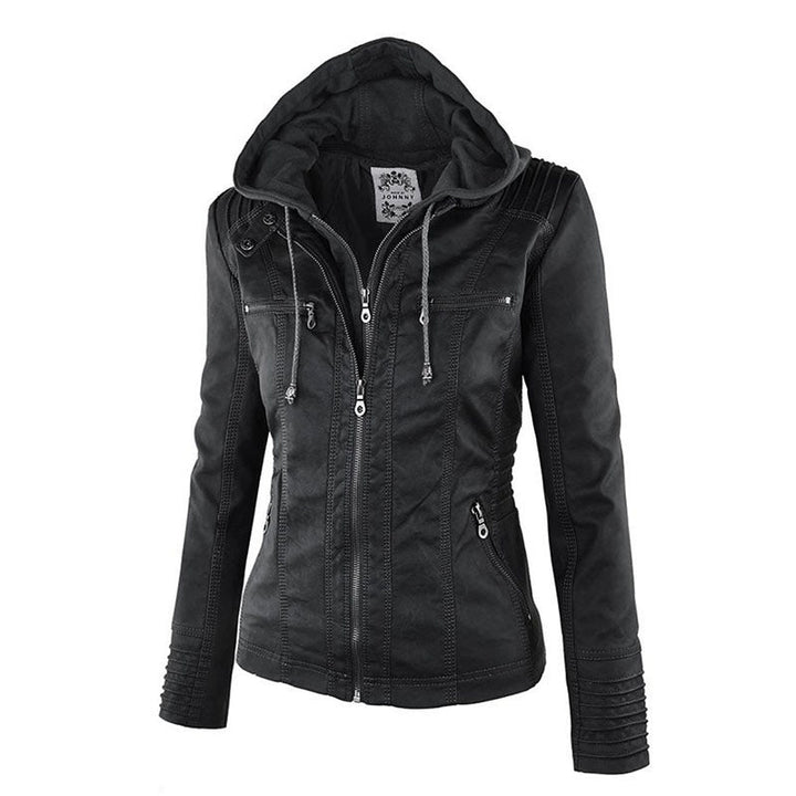 Damen Kapuzenjacke: Basic PU-Jacke