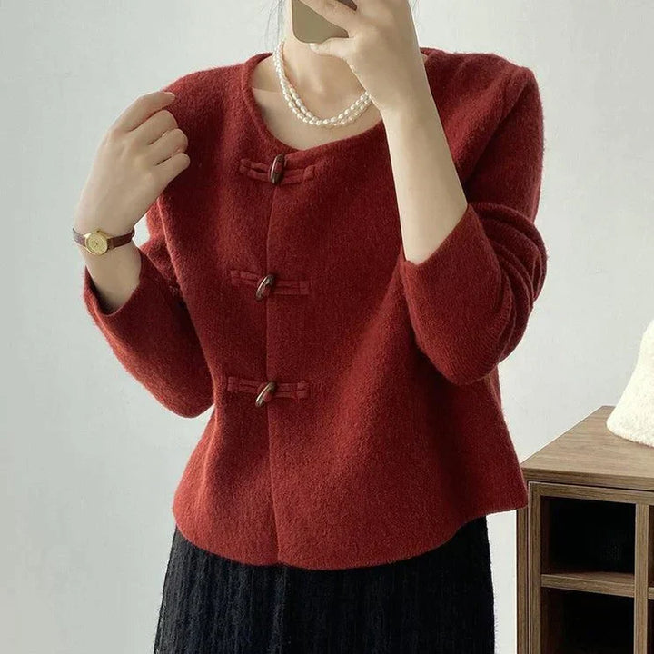 Elegante einfarbige Strickjacke